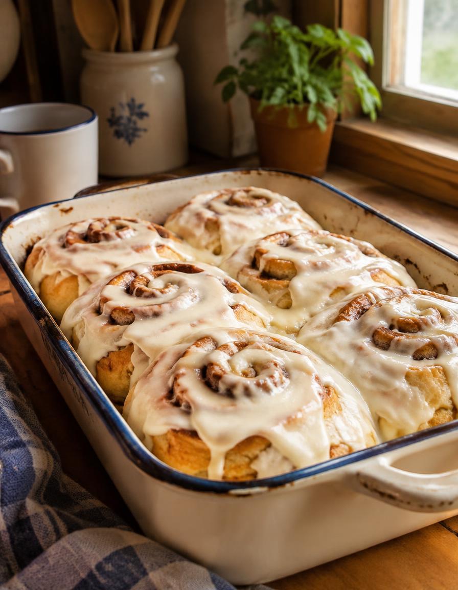 Homemade cinnamon rolls with cream cheese icing